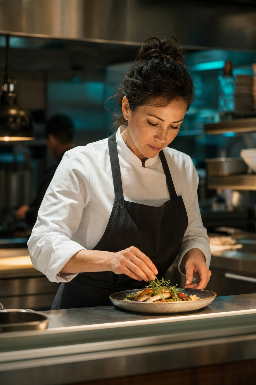 Chef working in a commercial kitchen